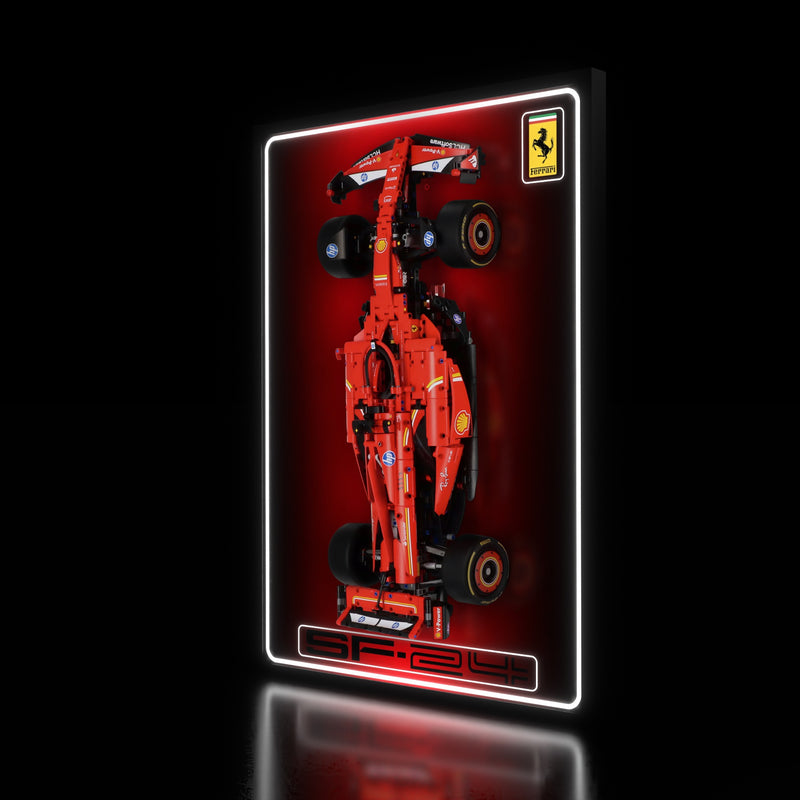 Load image into Gallery viewer, LED wall display for LEGO Technic 42207 Ferrari SF-24 F1 Car, illuminated right angle with model

