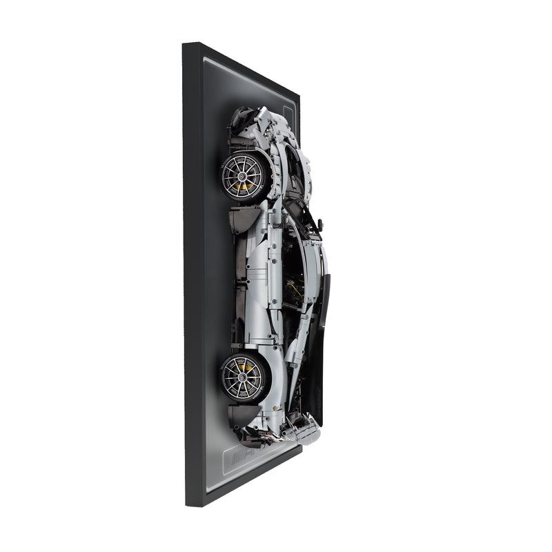 Load image into Gallery viewer, LED wall display for CaDA C61503W Mercedes-AMG ONE, side view showing frame profile and mounted model
