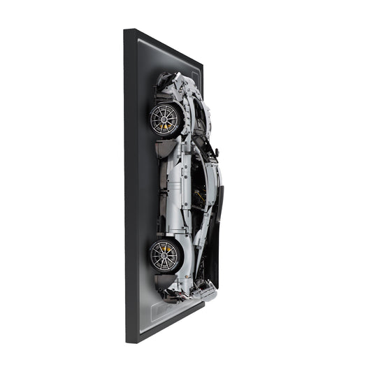 LED wall display for CaDA C61503W Mercedes-AMG ONE, side view showing frame profile and mounted model