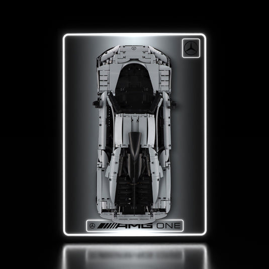 LED wall display for CaDA C61503W Mercedes-AMG ONE, illuminated straight-on view with model