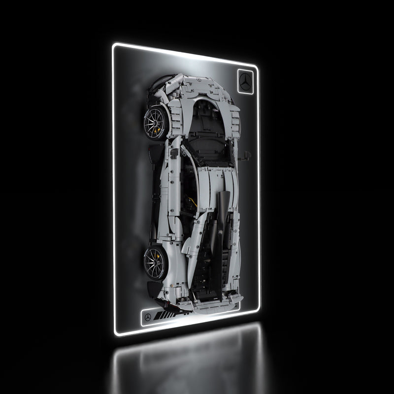 Load image into Gallery viewer, LED wall display for CaDA C61503W Mercedes-AMG ONE, illuminated left angle with model
