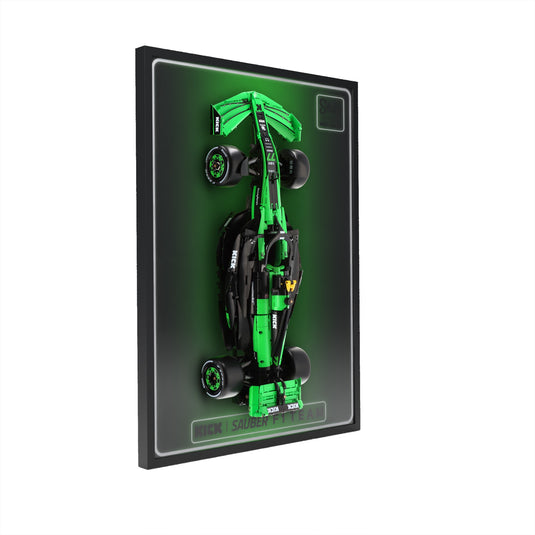LED wall display for CaDA C64010W KICK Sauber F1 Team C44, left angle in ambient light with model