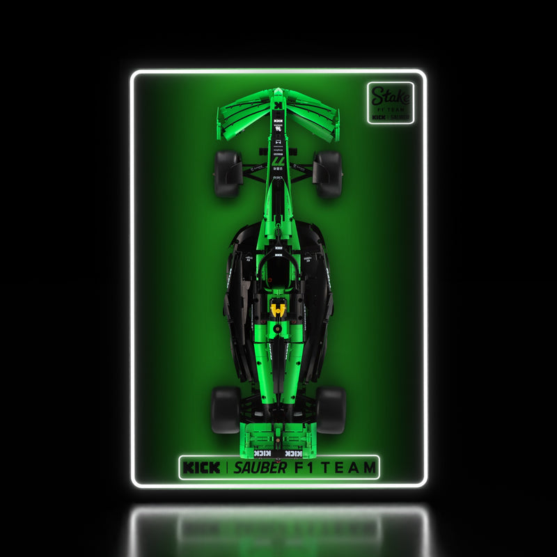 Load image into Gallery viewer, LED wall display for CaDA C64010W KICK Sauber F1 Team C44, illuminated straight-on view with model
