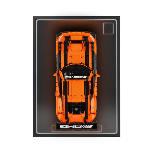 LED wall display for CaDA C64008W Mercedes-AMG GT3, straight-on view in ambient light with model