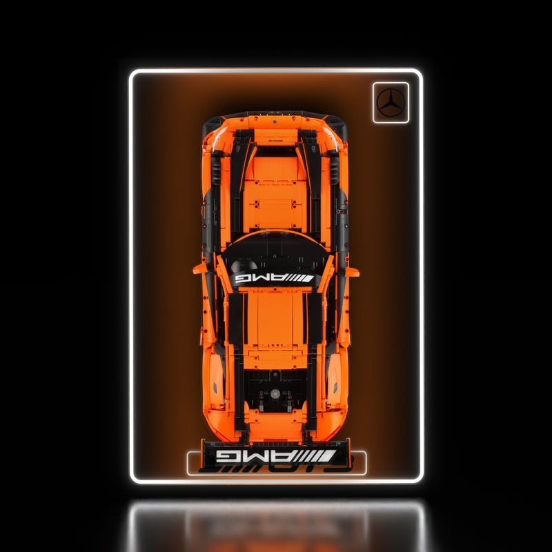 Load image into Gallery viewer, LED wall display for CaDA C64008W Mercedes-AMG GT3, illuminated straight-on view with model
