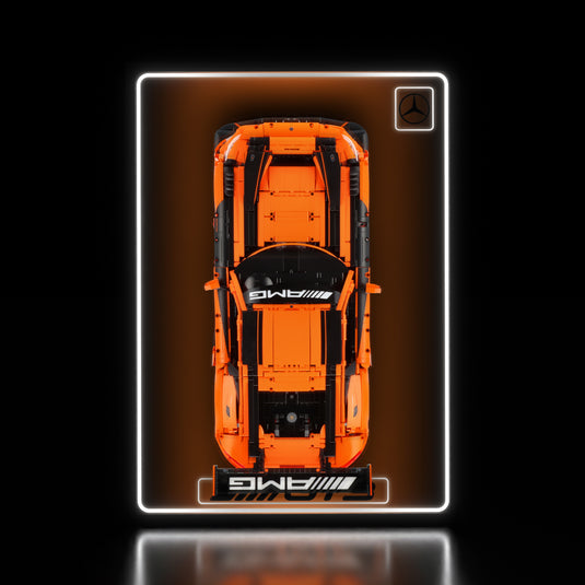 LED wall display for CaDA C64008W Mercedes-AMG GT3, illuminated straight-on view with model