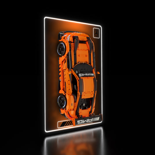 LED wall display for CaDA C64008W Mercedes-AMG GT3, illuminated left angle with model