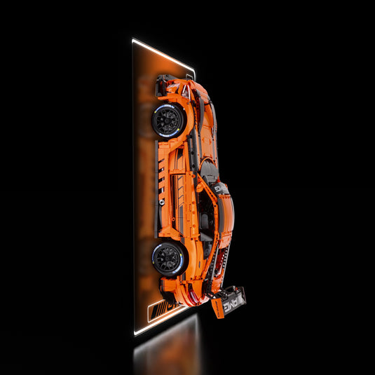 LED wall display for CaDA C64008W Mercedes-AMG GT3, illuminated side view with model