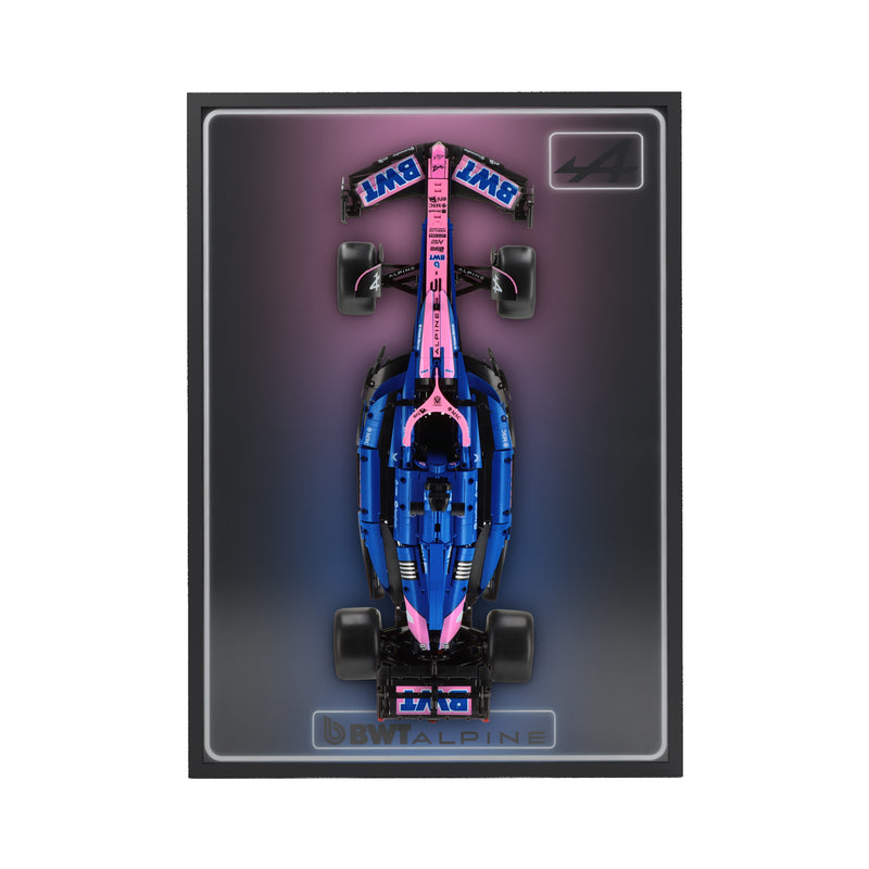 Load image into Gallery viewer, LED wall display for CaDA C64012W BWT Alpine F1 Team A525, straight-on view in ambient light with model
