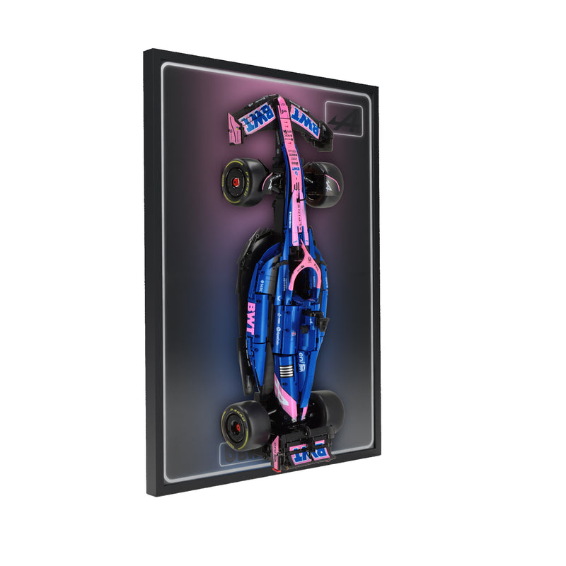 Load image into Gallery viewer, LED wall display for CaDA C64012W BWT Alpine F1 Team A525, left angle in ambient light with model
