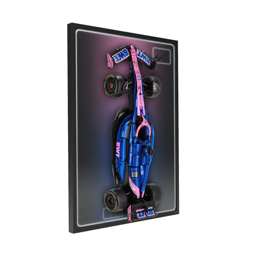 LED wall display for CaDA C64012W BWT Alpine F1 Team A525, left angle in ambient light with model