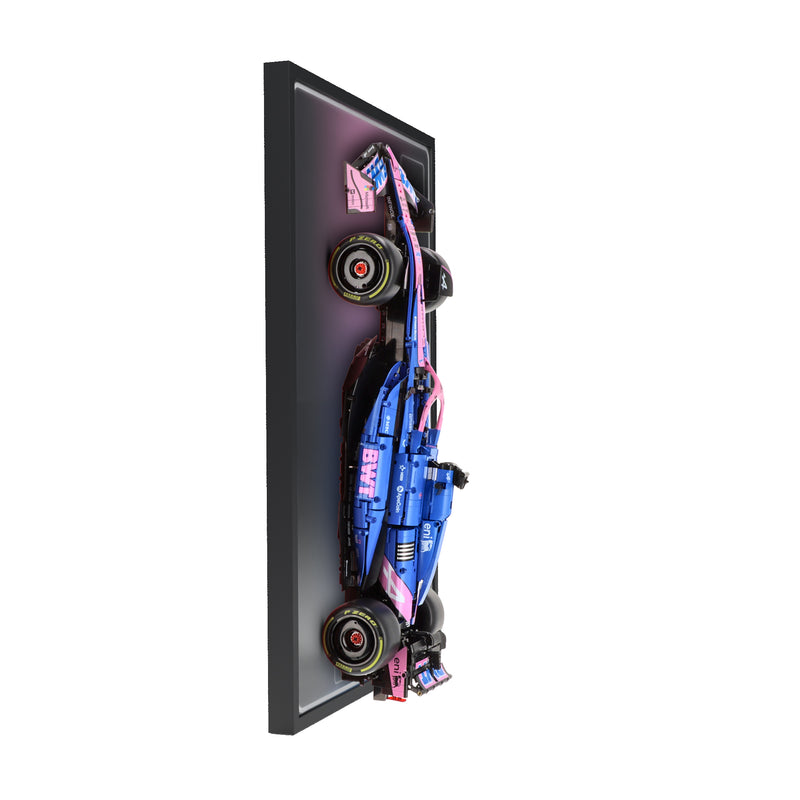 Load image into Gallery viewer, LED wall display for CaDA C64012W BWT Alpine F1 Team A525, side view showing frame profile and mounted model

