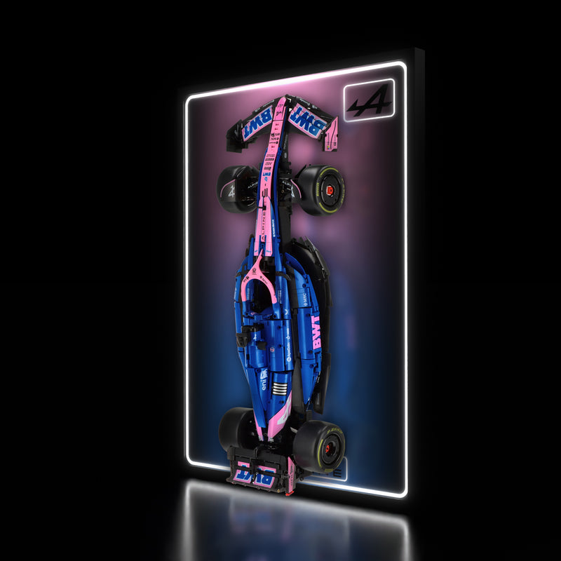 Load image into Gallery viewer, LED wall display for CaDA C64012W BWT Alpine F1 Team A525, illuminated right angle with model
