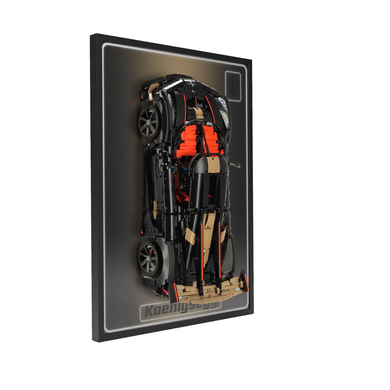 Load image into Gallery viewer, LED wall display for LEGO Technic 42232 Koenigsegg Sadair's Spear Megacar, left angle in ambient light with model
